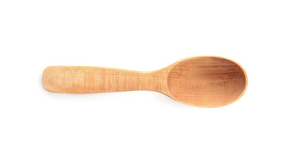Wooden spoon on white background