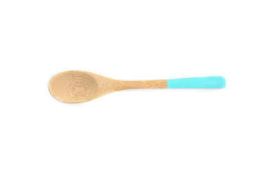Wooden spoon on white background
