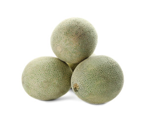 Ripe melons on white background