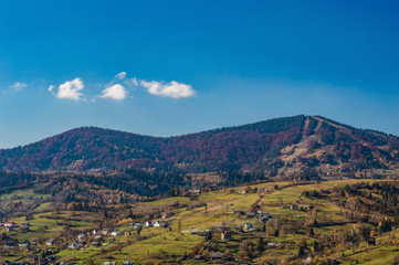 Fototapeta na wymiar Ukrainian Carpathian Mountains in the autumn season