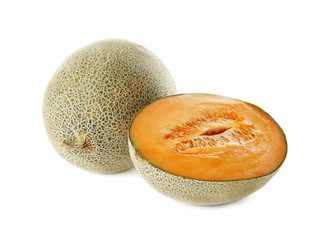 Ripe melons on white background