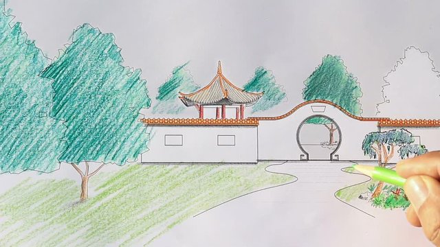 Landscape architect design chinese garden plan