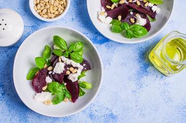 Beetroot salad with cheese