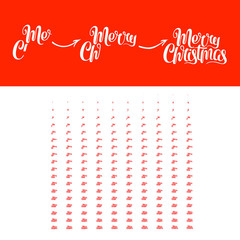 Merry Christmas Animation. Calligraphic Typography for Holiday Greeting Video. Lettering Vector Illustration