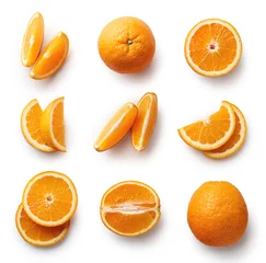 Muurstickers Fruit Verse sinaasappel geïsoleerd op witte achtergrond