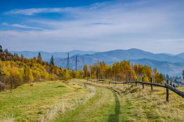 Fototapeta premium Ukrainian Carpathian Mountains in the autumn season