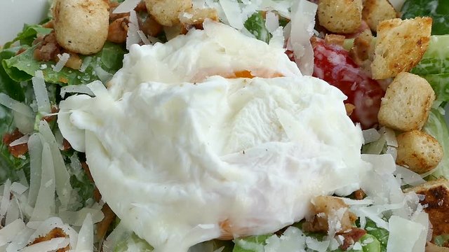 Caesar salad with soft boiled egg
