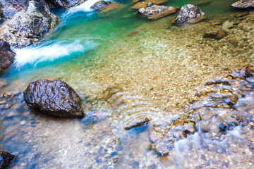  Jok Ka Din Waterfall, beautiful waterfall in rainforest at Thong Pha Phum National Park, Kanchanaburi, Thailand