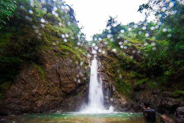  Jok Ka Din Waterfall, beautiful waterfall in rainforest at Thong Pha Phum National Park, Kanchanaburi, Thailand
