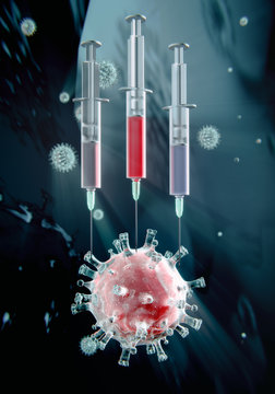 Multiple vaccination, syringe virus injection