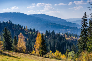 Ukrainian Carpathian Mountains in the autumn season