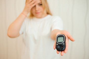 glucometer for glucose level. Diabetes concept