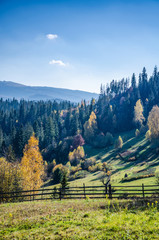 Ukrainian Carpathian Mountains in the autumn season