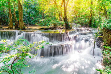 Huay Mae Kamin Waterfall at Kanchanaburi in Thailand