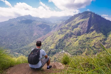Foto op Canvas Male Tourist at Ella Peak Mountain in Sri Lanka © FootageLab