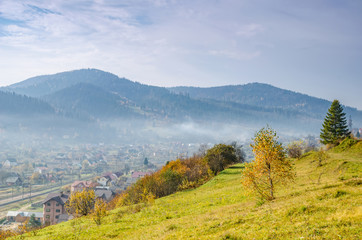 Ukrainian Carpathian Mountains in the autumn season