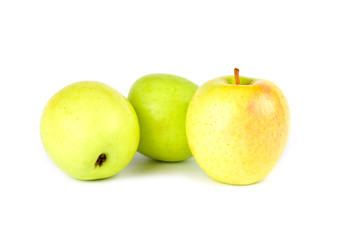 Yellow apples on white background