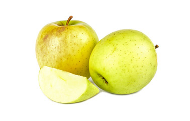 Yellow apple on white background