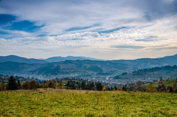 Fototapeta premium Ukrainian Carpathian Mountains in the autumn season