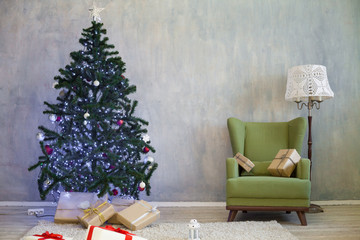 Christmas tree with presents home for the new year