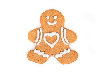 Christmas cookie with decoration / 
Decorated gingerbread man isolated on white
