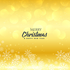 premium golden merry christmas background with snowflakes