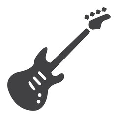 Bass guitar glyph icon, music and instrument, sound sign vector graphics, a solid pattern on a white background, eps 10.