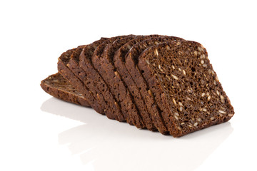 Black bread slice isolated