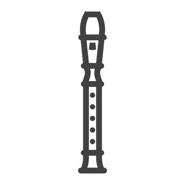 Wood flute line icon, music and instrument, sound sign vector graphics, a linear pattern on a white background, eps 10.