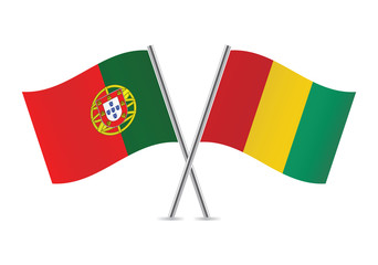 Portugal and Guinea flags.Vector illustration.