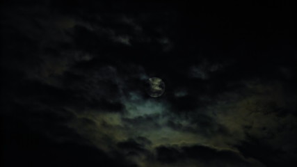 Naklejka na ściany i meble New Moon and Clouds in the Pitchblack Sky