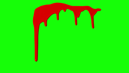 Red Ink Dripping Over Green Screen Background