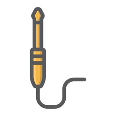 Audio plug filled outline icon, music and instrument, jack cable sign vector graphics, a colorful line pattern on a white background, eps 10.