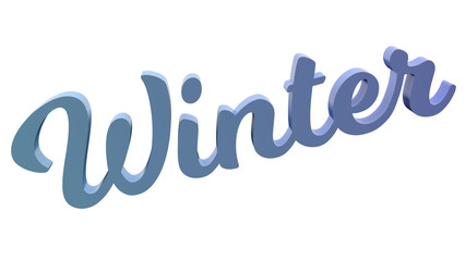 Winter Calligraphic 3D Rendered Text Illustration Colored With RGB Rainbow Gradient, Isolated On White Background

