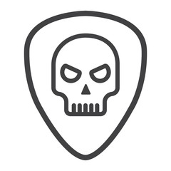 Guitar pick with skull line icon, music and instrument, skull sign vector graphics, a linear pattern on a white background, eps 10.