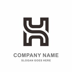 Monogram Letter H Geometric Infinity Square Architecture Interior Construction Business Company Stock Vector Logo Design Template