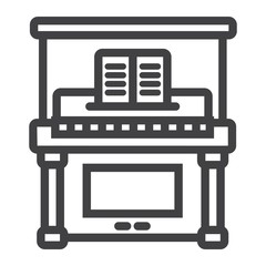 Piano line icon, music and instrument, melody sign vector graphics, a linear pattern on a white background, eps 10.