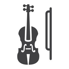 Violin glyph icon, music and instrument, sound sign vector graphics, a solid pattern on a white background, eps 10.