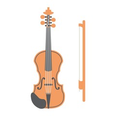 Fototapeta na wymiar Violin flat icon, music and instrument, sound sign vector graphics, a colorful solid pattern on a white background, eps 10.