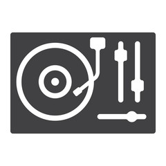 Turntable glyph icon, music and instrument, vinyl sign vector graphics, a solid pattern on a white background, eps 10.