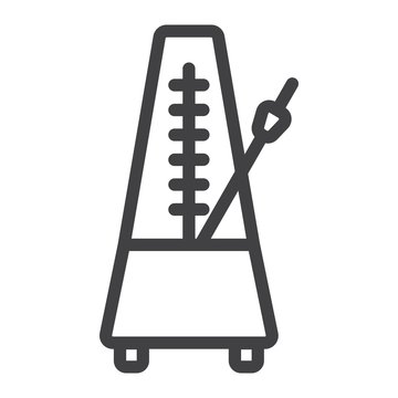 Metronome line icon, music and instrument, tempo sign vector graphics, a linear pattern on a white background, eps 10.