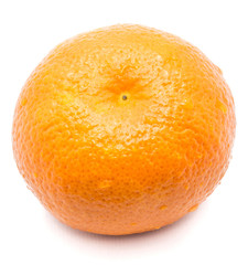 One whole orange Clementine with water drops isolated on white background