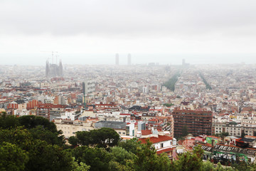A panoramic view of Barcelona from Guell Park 
