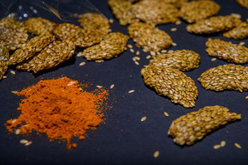 vegan cereal crackers on a black background