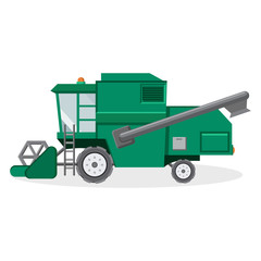 Green Combine Harvester for Farmers Illustration