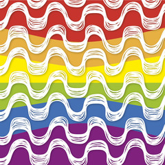 LGBT pride rainbow flag. Vector illustration with Ipanema beach pattern.