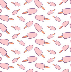 Ice-cream vector, girly background in style doodle. Seamless ice cream pattern, hand-drawn eskimo backdrop.