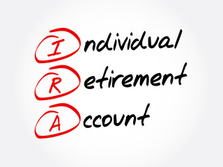 IRA - Individual Retirement Account acronym, concept background