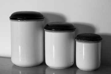 Old jars on the table (Pesaro, Italy)