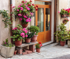 Fototapeta na wymiar Entrance to the old Italian house